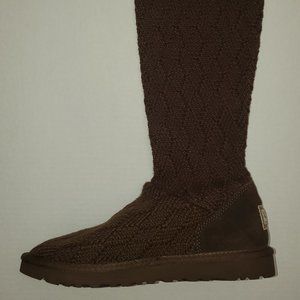 UGG Classic Tall Marquis Knit/Sweater  Boots #5807 Brown Size 8
